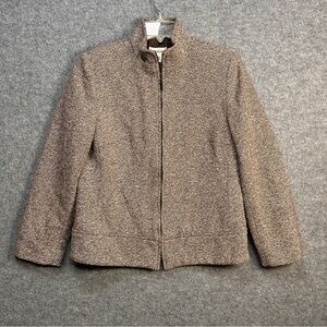 Talbots Women’s Size 10 90’s Brown Tweed Wool Blend Zip Jacket Career Casual